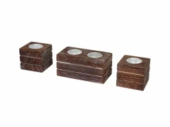 MCW Juego de portavelas de té Tolve (3 piezas), marrón Marru00f3n Sale