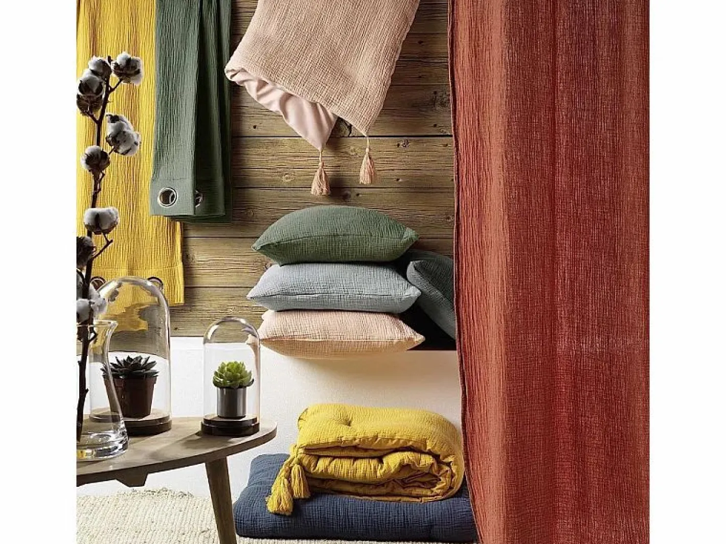 Douceur d'intérieur Ropa De Cama|Juego De Sábanas|Juego de sábanas de gasa de algodón 260 x 240 cm