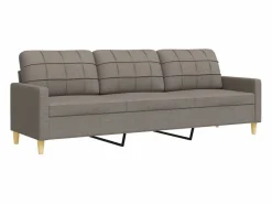 vidaxl Conjunto Sofá Y Sillón|Juego de sofá 3 piezas con reposapiés y cojines tela taupé