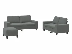 Juego de sofás 3 piezas tela oscuro^Clicnbuy Best