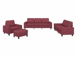 Clicnbuy Juego de sofás 4 piezas tela tinto Rojo Sale