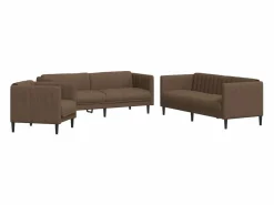 Juego de sofás 3 piezas tela marrón^Clicnbuy Clearance