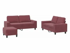vidaxl Conjunto Sofá Y Sillón|Juego de sofás 3 piezas tela tinto