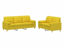 Clicnbuy Juego de sofás con cojines 2 piezas tela claro Amarillo Clearance