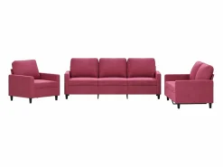 vidaxl Conjunto Sofá Y Sillón|Juego de sofás con cojines 3 piezas terciopelo tinto
