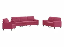 vidaxl Conjunto Sofá Y Sillón|Juego de sofás con cojines 3 piezas terciopelo tinto