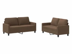 vidaxl Conjunto Sofá Y Sillón|Juego de sofás con cojines 2 piezas tela marrón