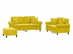 Juego de sofás con cojines 3 piezas terciopelo^Clicnbuy Outlet