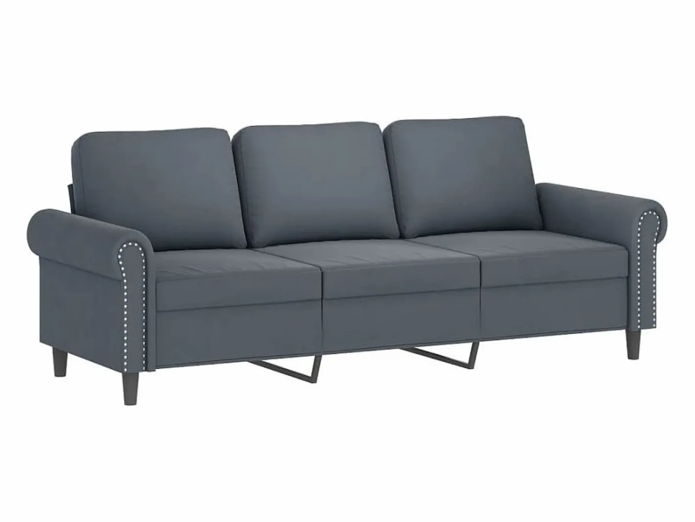 vidaxl Juego de sofás con cojines 3 piezas terciopelo oscuro Gris Discount