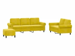 Clicnbuy Juego de sofás con cojines 3 piezas terciopelo Amarillo Clearance