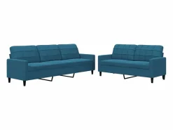 vidaxl Juego de sofás con cojines 2 piezas terciopelo Azul Clearance