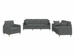 vidaxl Conjunto Sofá Y Sillón|Juego de sofás con cojines 3 piezas tela oscuro