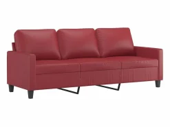 Clicnbuy Conjunto Sofás|Juego de sofás con cojines 2 piezas cuero sintético tinto