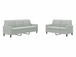 vidaxl Juego de sofás con cojines 2 piezas terciopelo claro Gris Discount