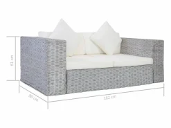 vidaxl Juego de sofás con cojines 2 piezas ratán natural Gris Best