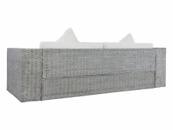 vidaxl Juego de sofás con cojines 2 piezas ratán natural Gris Best