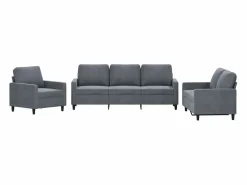 vidaxl Conjunto Sofá Y Sillón|Juego de sofás con cojines 3 piezas terciopelo oscuro
