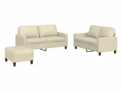 Clicnbuy Conjunto Sofás|Juego de sofás con cojines 3 piezas cuero sintético
