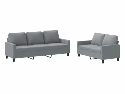 vidaxl Juego de sofás con cojines 2 piezas tela claro Gris Hot