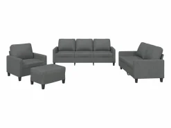 Clicnbuy Conjunto Sofás|Juego de sofás con cojines 4 piezas tela oscuro