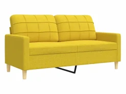 vidaxl Juego de sofás con reposapiés 3 piezas tela claro Amarillo Sale