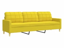 vidaxl Juego de sofás con reposapiés 3 piezas tela claro Amarillo Sale