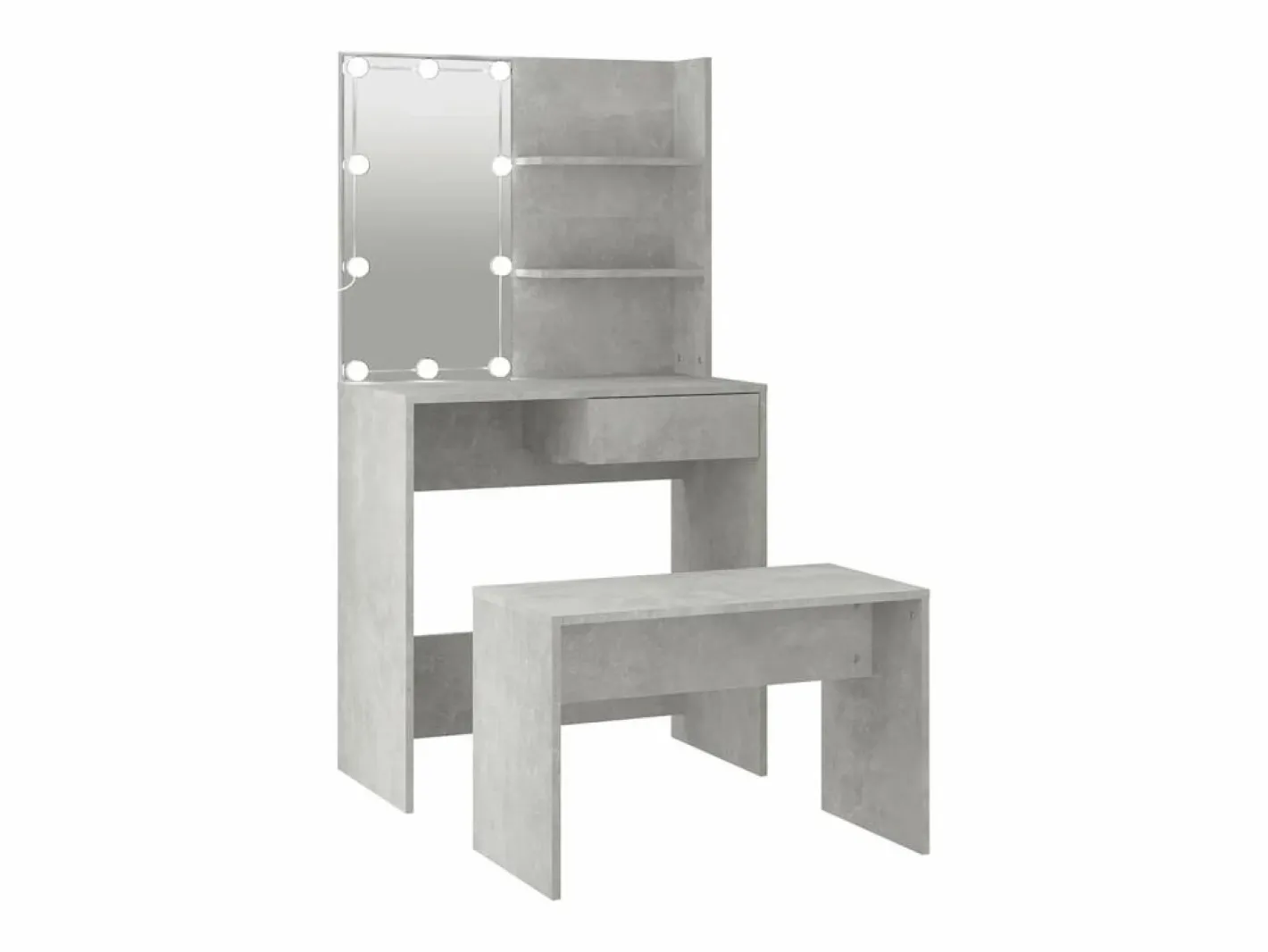 Juego de tocador con LED madera contrachapada hormigón ES329669 Gris Outlet