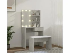 Juego de tocador con LED madera contrachapada hormigón ES329669 Gris Outlet