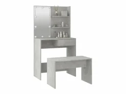 Juego de tocador con LED madera contrachapada hormigón ES329669 Gris Outlet