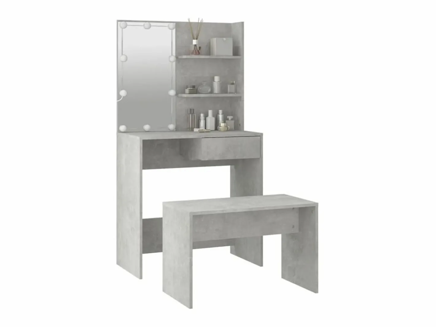 Juego de tocador con LED madera contrachapada hormigón ES329669 Gris Outlet