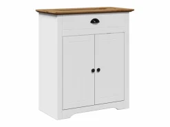 vidaxl Juego muebles baño BODO 4pzas madera maciza pino marrón Blanco New