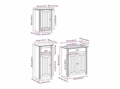 vidaxl Juego muebles baño BODO 3pzas madera maciza pino marrón Blanco Outlet
