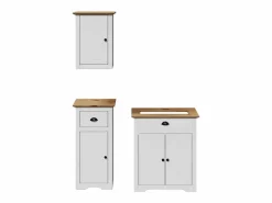 vidaxl Juego muebles baño BODO 3pzas madera maciza pino marrón Blanco Outlet