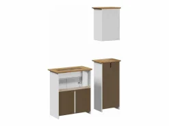 vidaxl Juego muebles baño BODO 3pzas madera maciza pino marrón Blanco Outlet