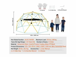 Juguete SucceBuy Domo de Escalada de 300CM con Hamaca Y Columpio, Jungle Gym para Niños^ New