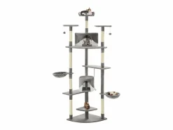 Garden Furniture Junction City Rascador para gatos con poste de sisal 203 cm y blanco Gris New
