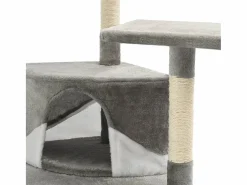 Garden Furniture Junction City Rascador para gatos con poste de sisal 203 cm y blanco Gris New
