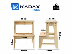 KADAX Taburete de cocina de madera con plataforma de 50 cm y escalón macizo Marru00f3n Discount