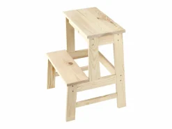 KADAX Taburete de cocina de madera con plataforma de 50 cm y escalón macizo Marru00f3n Discount