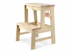 KADAX Taburete de cocina de madera con plataforma de 50 cm y escalón macizo Marru00f3n Discount
