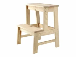 KADAX Taburete de cocina de madera con plataforma de 50 cm y escalón macizo Marru00f3n Discount