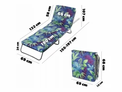 Tumbona|KADAX Tumbona de jardín Tumbona turística Cojín para Cama de jardín Cómodo 66x190 cm