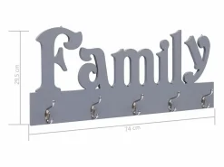 Garden Furniture Kadri Perchero de pared FAMILY 74x29,5 cm Gris Outlet