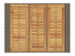 Garden Furniture Karaca Mesa alta jardín superficie madera ratán PE 105x80x110 cm Gris
