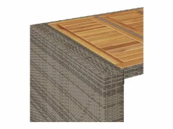 Garden Furniture Karaca Mesa alta jardín superficie madera ratán PE 105x80x110 cm Gris
