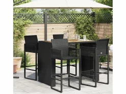Garden Furniture Mesa Alta|Karaca Mesa alta jardín superficie madera ratán PE 145x80x110 cm