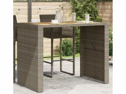 Karaca Mesa alta jardín superficie madera ratán PE 145x80x110 cm^Garden Furniture Discount
