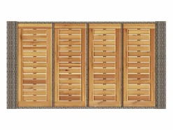 Karaca Mesa alta jardín superficie madera ratán PE 145x80x110 cm^Garden Furniture Discount