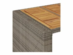 Karaca Mesa alta jardín superficie madera ratán PE 145x80x110 cm^Garden Furniture Discount