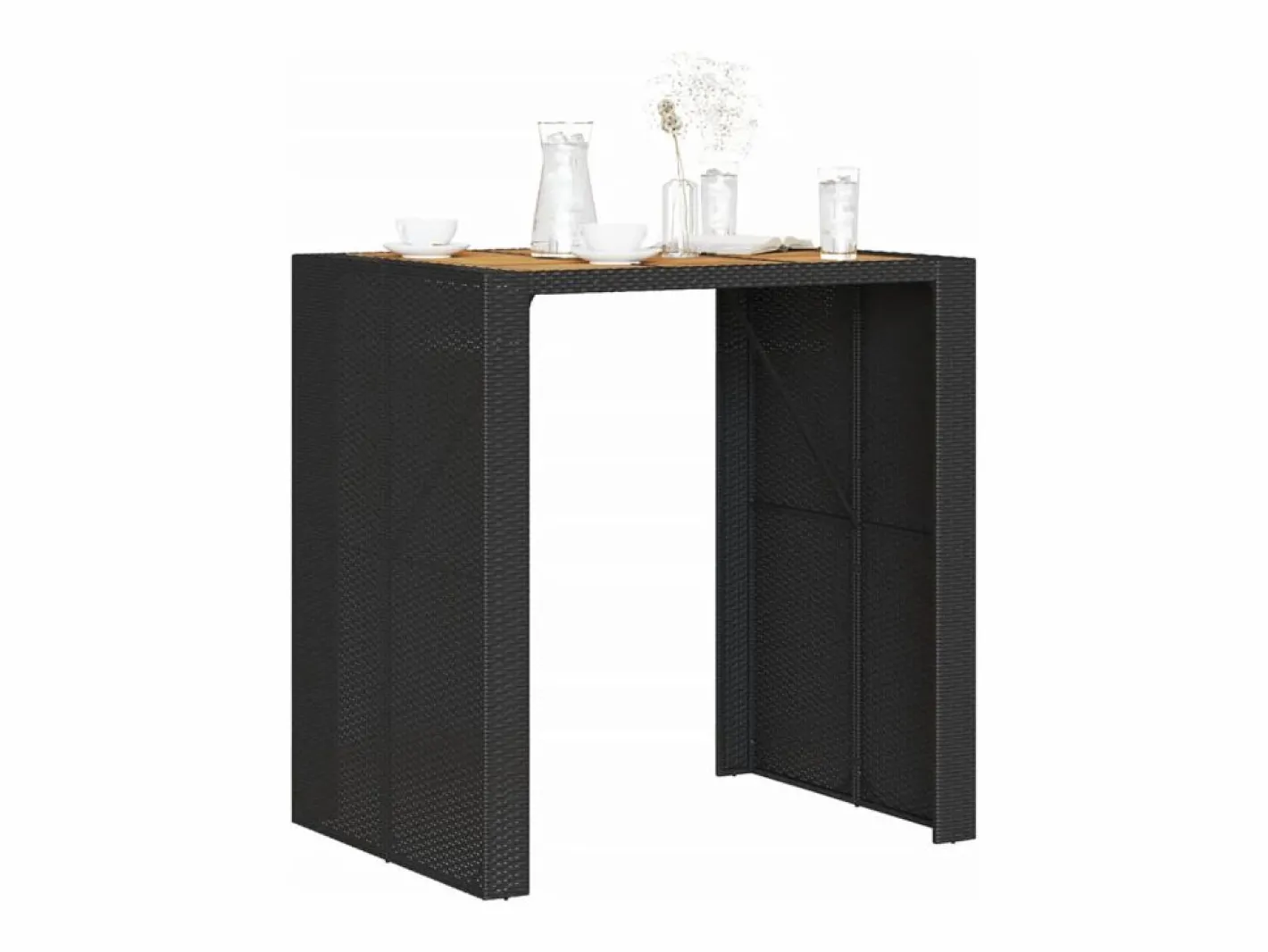 Garden Furniture Mesa Alta|Karaca Mesa alta jardín superficie madera ratán PE 105x80x110 cm